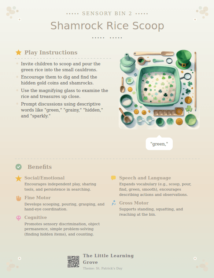 Parent handout card — Shamrock Rice Scoop activity
